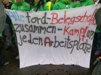 Ford-Arbeiter aus Genk besetzen die Ford Europazentrale auf dem Kölner Werksgelände